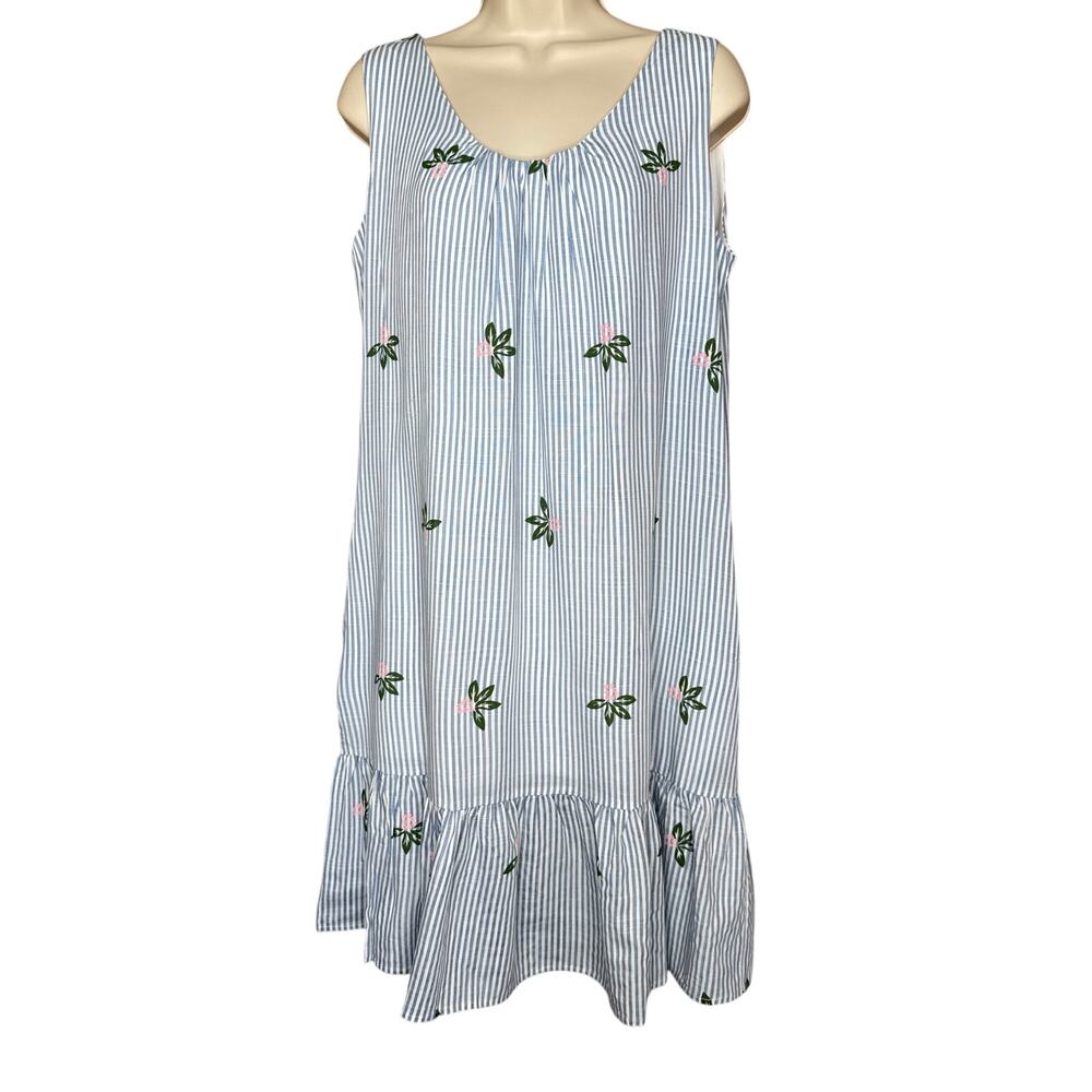 Tulip B By Unique Vintage Blue Floral Stripe Sleeveless Shift Dress M NWT